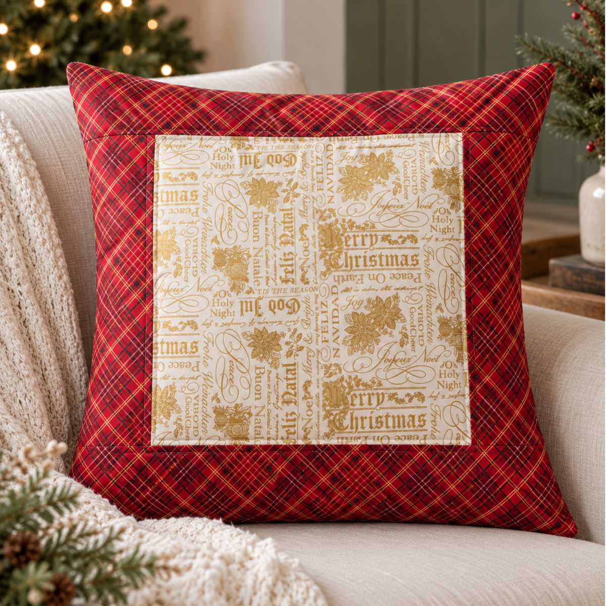Christmas Patchwork Pillow Cover