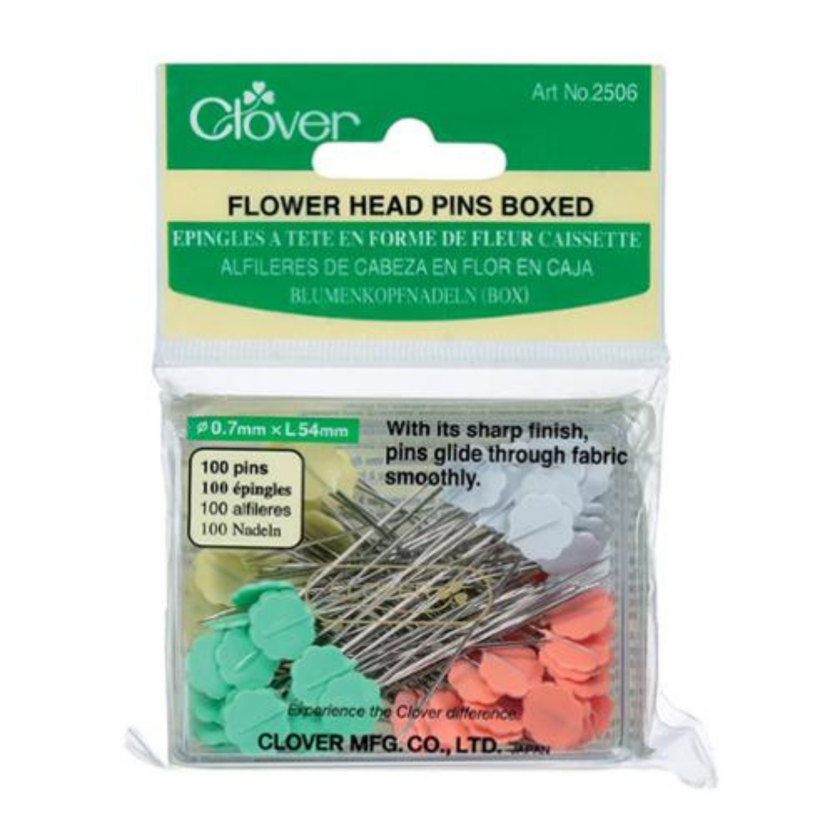 Clover Flower Head Pins – 100 Count
