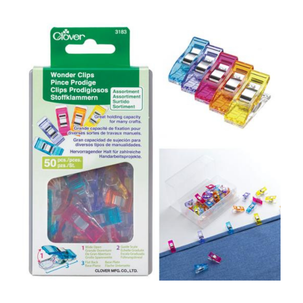 Clover Wonder Clips – Assorted Colors (50 Count)