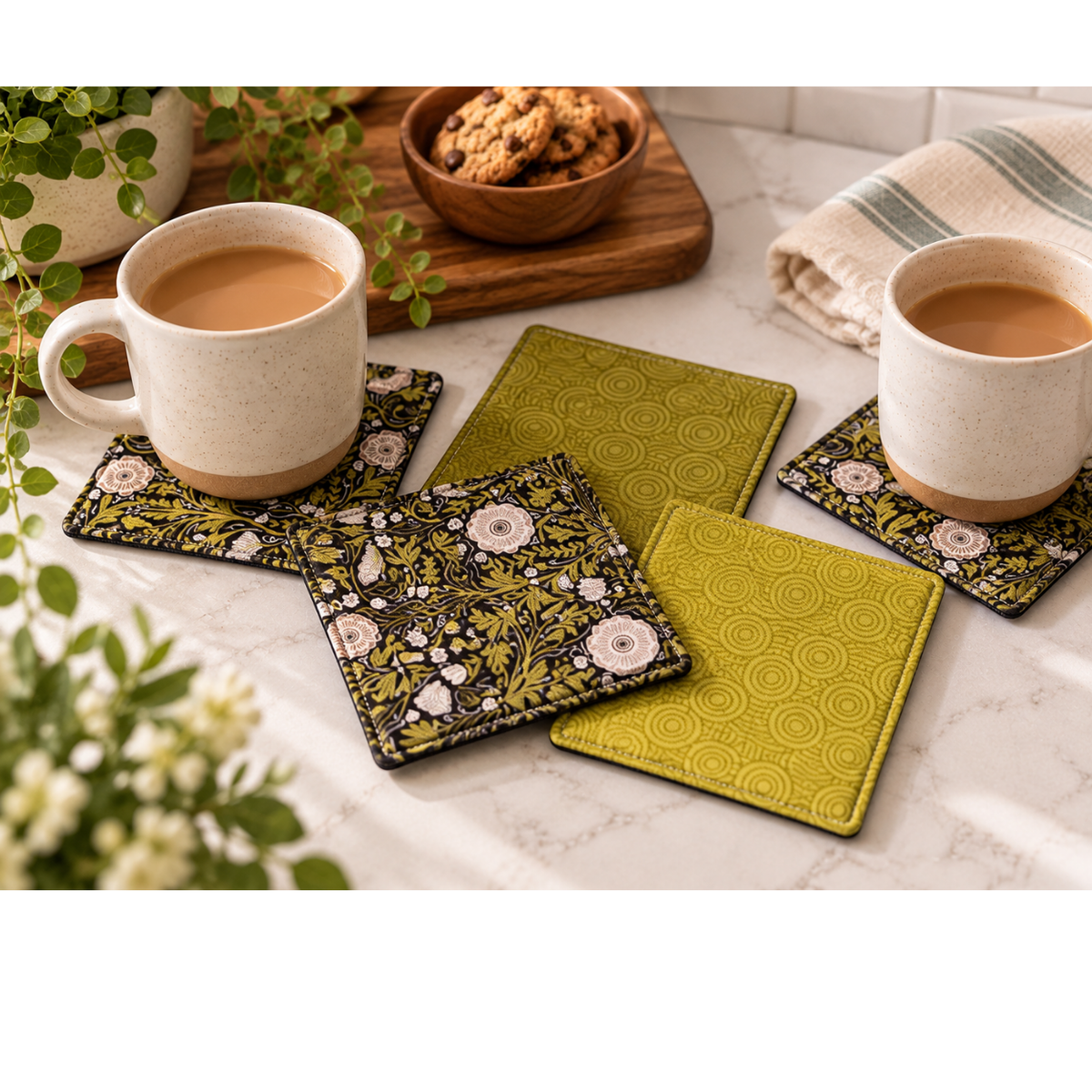 Fabric Coaster Sewing Project Kit (Makes 8 Coasters)