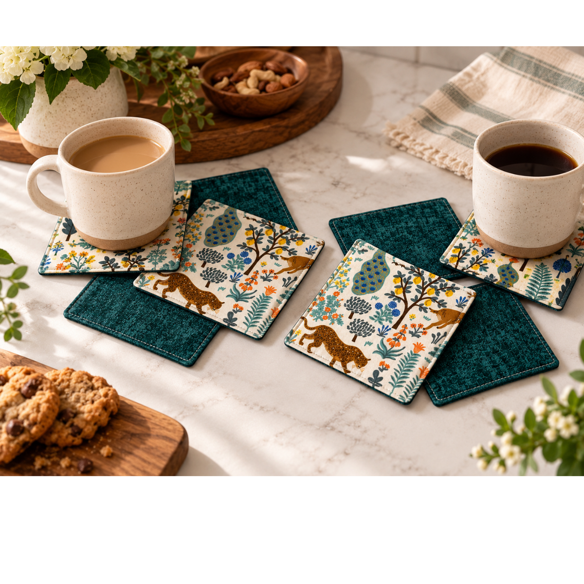Fabric Coaster Sewing Project Kit (Makes 8 Coasters)